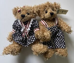 First & Main Plush Cuddly Bear Pair LIL'LIBEARTY 11" Patriotic Teddies W/Tags
